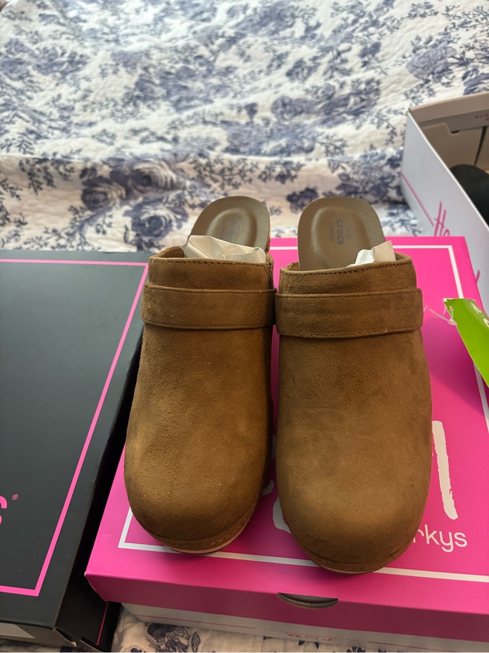 CROCS Women's Tan Suede Clogs